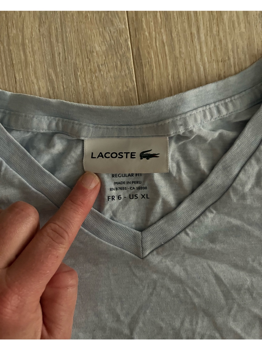 Lacoste Men’s Pima Cotton T-Shirt Short Sleeves Light Heather Blue - Size XL - Picture 3 of 7